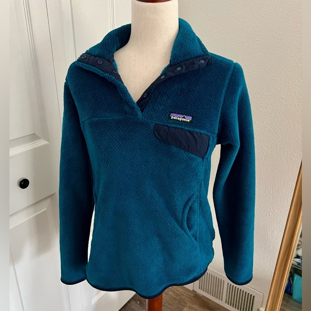 Patagonia retool snap pullover fleece RARE blue teal synchilla size SMALL